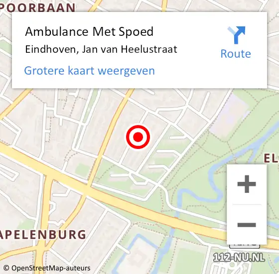 Locatie op kaart van de 112 melding: Ambulance Met Spoed Naar Eindhoven, Jan van Heelustraat op 18 oktober 2014 12:10