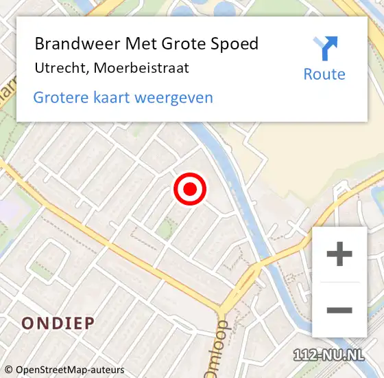 Locatie op kaart van de 112 melding: Brandweer Met Grote Spoed Naar Utrecht, Moerbeistraat op 31 augustus 2024 03:47