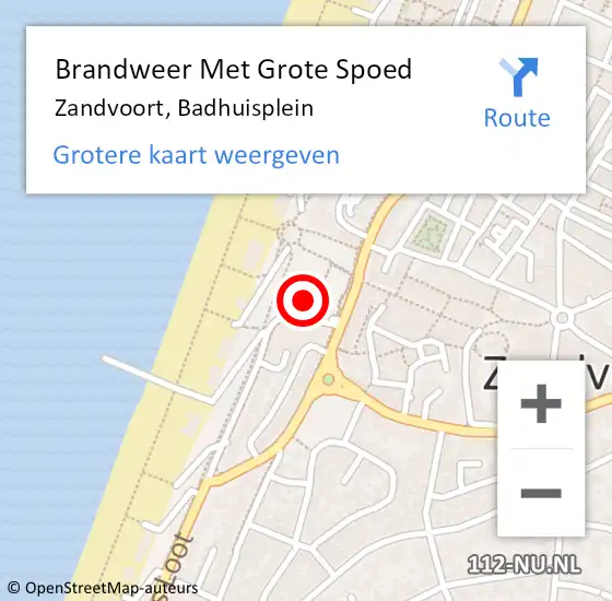 Locatie op kaart van de 112 melding: Brandweer Met Grote Spoed Naar Zandvoort, Badhuisplein op 31 augustus 2024 04:33