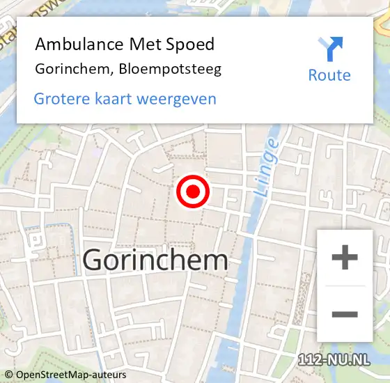 Locatie op kaart van de 112 melding: Ambulance Met Spoed Naar Gorinchem, Bloempotsteeg op 31 augustus 2024 05:04