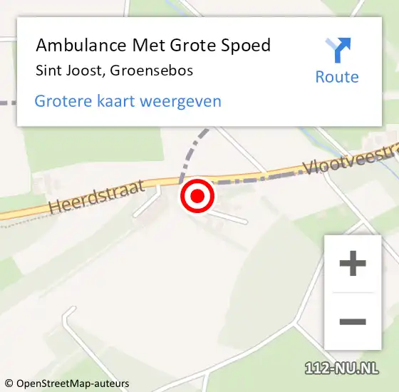 Locatie op kaart van de 112 melding: Ambulance Met Grote Spoed Naar Sint Joost, Groensebos op 18 oktober 2014 12:16