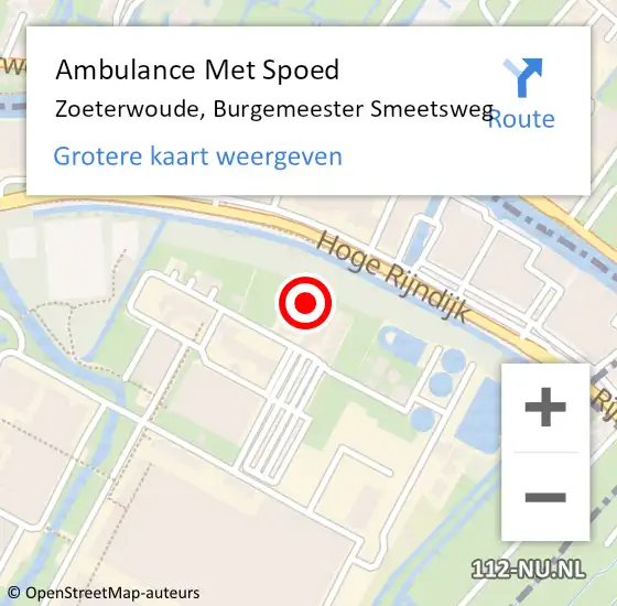 Locatie op kaart van de 112 melding: Ambulance Met Spoed Naar Zoeterwoude, Burgemeester Smeetsweg op 31 augustus 2024 06:19