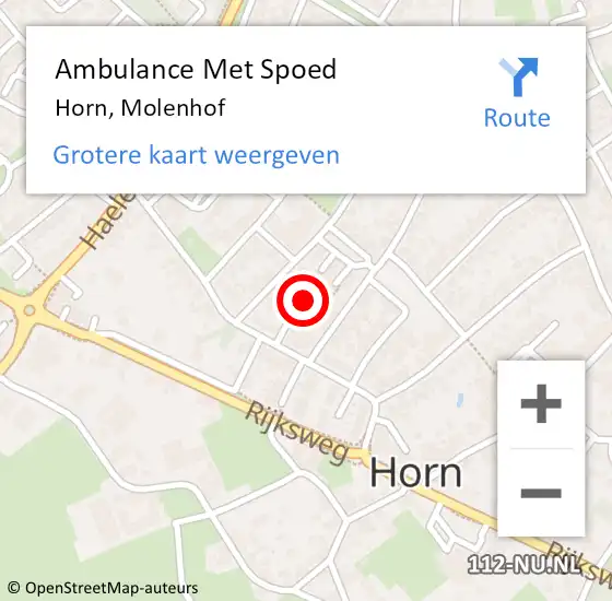 Locatie op kaart van de 112 melding: Ambulance Met Spoed Naar Horn, Molenhof op 31 augustus 2024 06:27