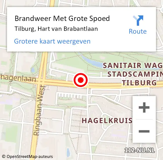 Locatie op kaart van de 112 melding: Brandweer Met Grote Spoed Naar Tilburg, Hart van Brabantlaan op 31 augustus 2024 06:40