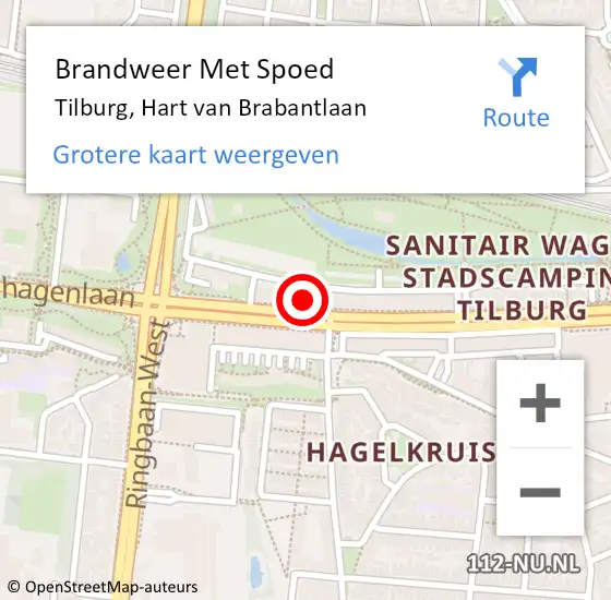 Locatie op kaart van de 112 melding: Brandweer Met Spoed Naar Tilburg, Hart van Brabantlaan op 31 augustus 2024 06:48