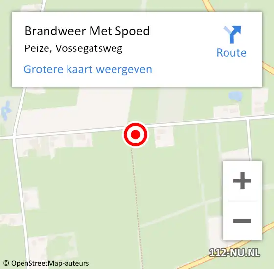 Locatie op kaart van de 112 melding: Brandweer Met Spoed Naar Peize, Vossegatsweg op 31 augustus 2024 07:53