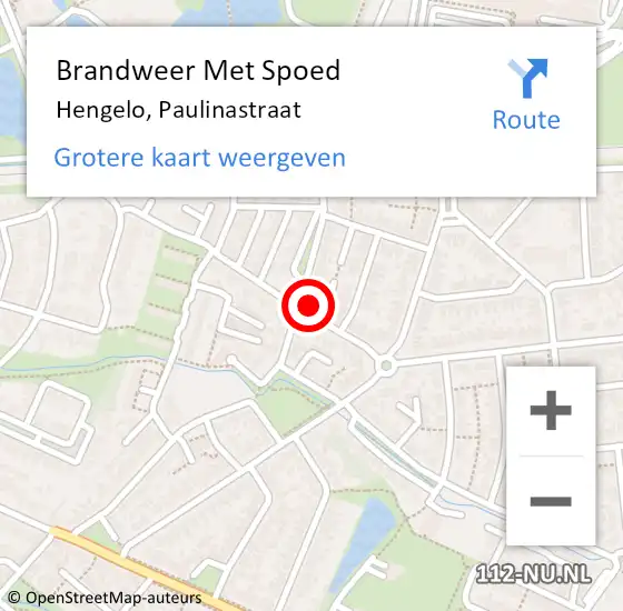 Locatie op kaart van de 112 melding: Brandweer Met Spoed Naar Hengelo, Paulinastraat op 31 augustus 2024 08:02