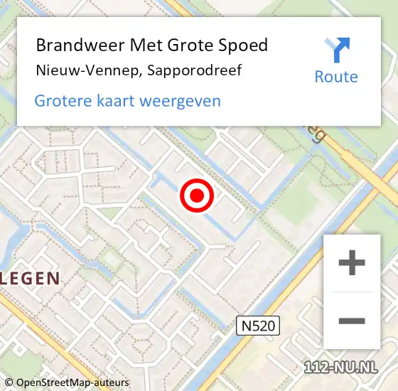 Locatie op kaart van de 112 melding: Brandweer Met Grote Spoed Naar Nieuw-Vennep, Sapporodreef op 31 augustus 2024 08:09