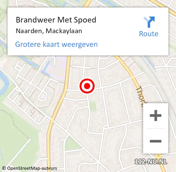 Locatie op kaart van de 112 melding: Brandweer Met Spoed Naar Naarden, Mackaylaan op 31 augustus 2024 08:21