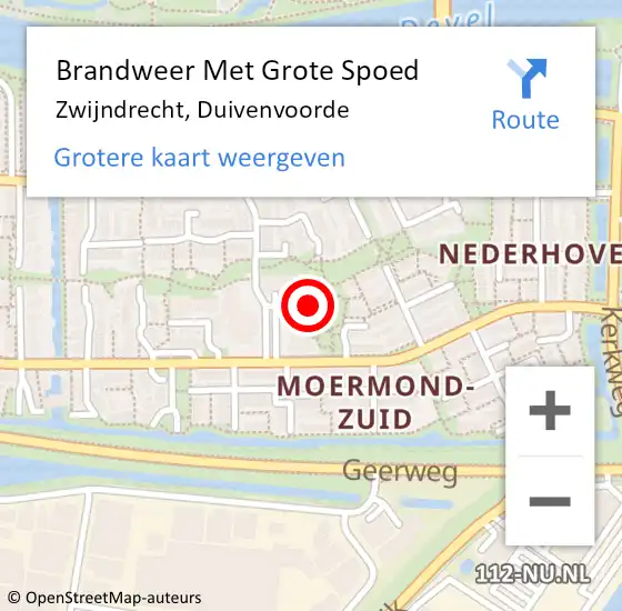 Locatie op kaart van de 112 melding: Brandweer Met Grote Spoed Naar Zwijndrecht, Duivenvoorde op 31 augustus 2024 08:37