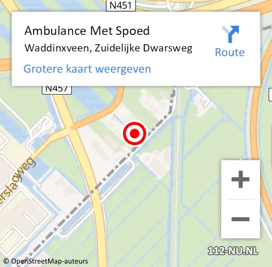 Locatie op kaart van de 112 melding: Ambulance Met Spoed Naar Waddinxveen, Zuidelijke Dwarsweg op 31 augustus 2024 08:42