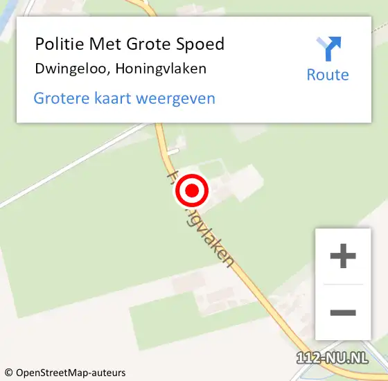 Locatie op kaart van de 112 melding: Politie Met Grote Spoed Naar Dwingeloo, Honingvlaken op 31 augustus 2024 09:05