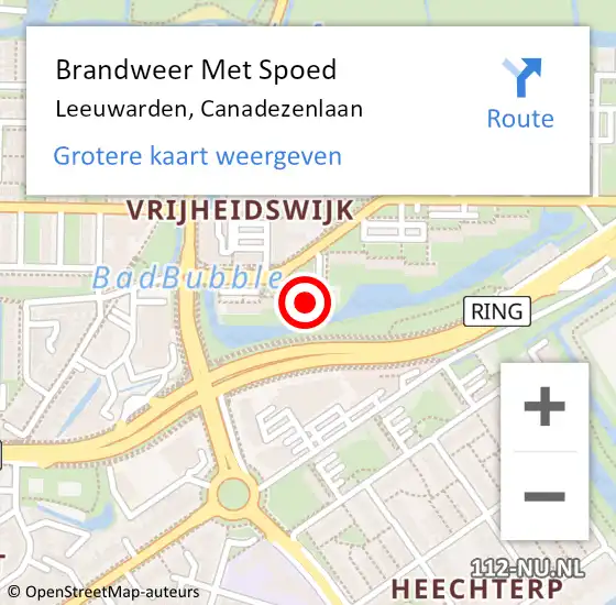 Locatie op kaart van de 112 melding: Brandweer Met Spoed Naar Leeuwarden, Canadezenlaan op 31 augustus 2024 09:05