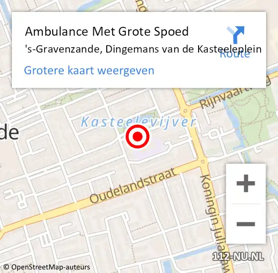 Locatie op kaart van de 112 melding: Ambulance Met Grote Spoed Naar 's-Gravenzande, Dingemans van de Kasteeleplein op 31 augustus 2024 09:42