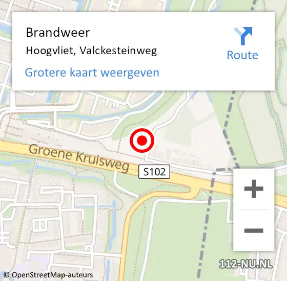 Locatie op kaart van de 112 melding: Brandweer Hoogvliet, Valckesteinweg op 31 augustus 2024 09:44