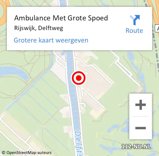 Locatie op kaart van de 112 melding: Ambulance Met Grote Spoed Naar Rijswijk, Delftweg op 31 augustus 2024 09:55