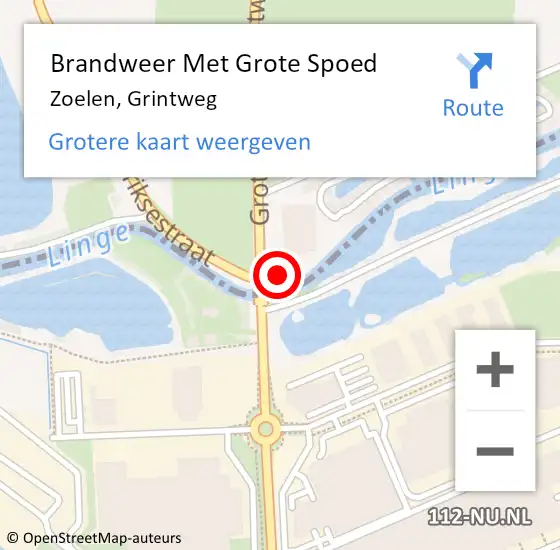 Locatie op kaart van de 112 melding: Brandweer Met Grote Spoed Naar Zoelen, Grintweg op 18 oktober 2014 12:33