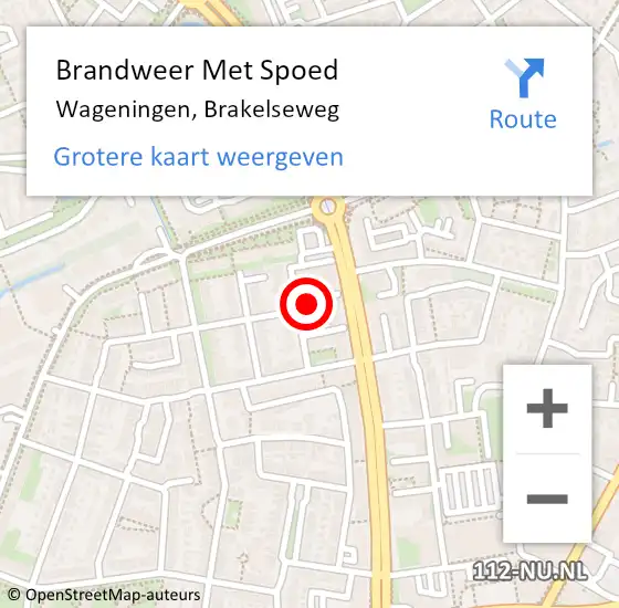 Locatie op kaart van de 112 melding: Brandweer Met Spoed Naar Wageningen, Brakelseweg op 31 augustus 2024 10:11