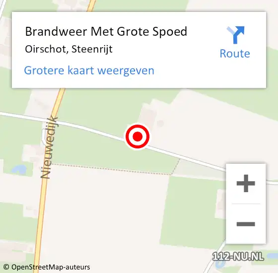 Locatie op kaart van de 112 melding: Brandweer Met Grote Spoed Naar Oirschot, Steenrijt op 31 augustus 2024 10:30