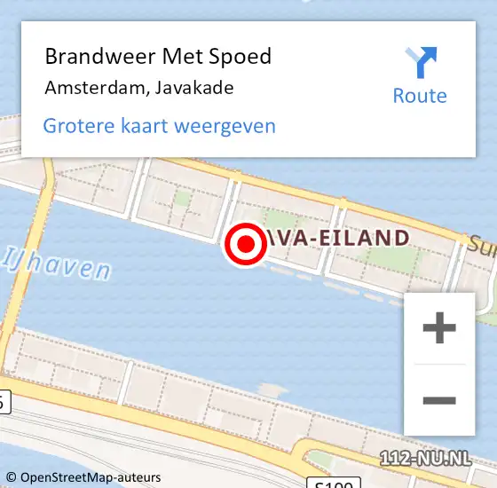 Locatie op kaart van de 112 melding: Brandweer Met Spoed Naar Amsterdam, Javakade op 31 augustus 2024 10:30