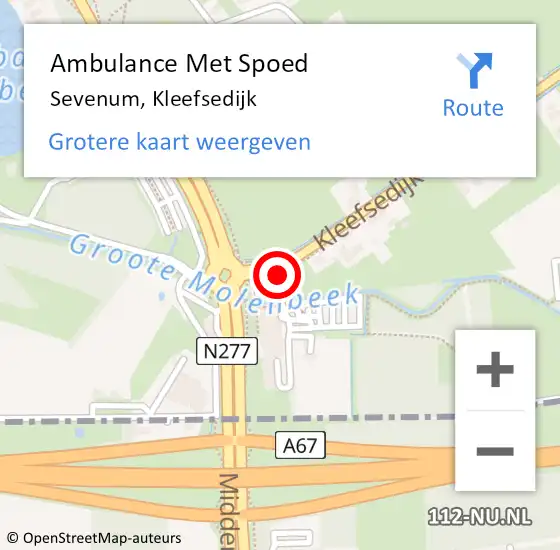 Locatie op kaart van de 112 melding: Ambulance Met Spoed Naar Sevenum, Kleefsedijk op 18 oktober 2014 12:38