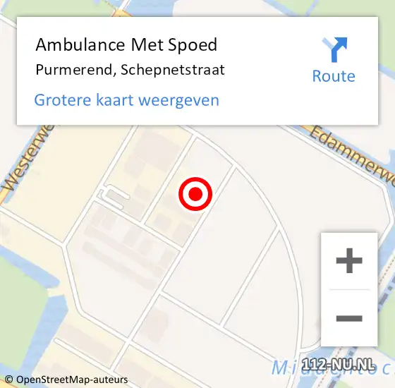 Locatie op kaart van de 112 melding: Ambulance Met Spoed Naar Purmerend, Schepnetstraat op 31 augustus 2024 10:46