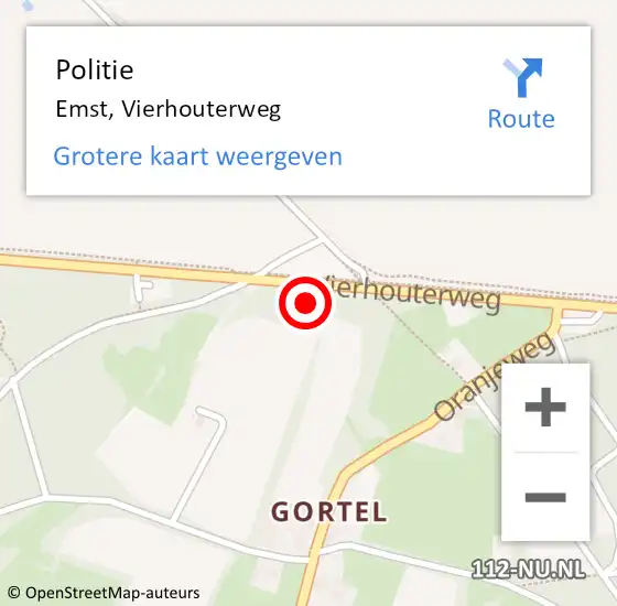 Locatie op kaart van de 112 melding: Politie Emst, Vierhouterweg op 31 augustus 2024 10:58