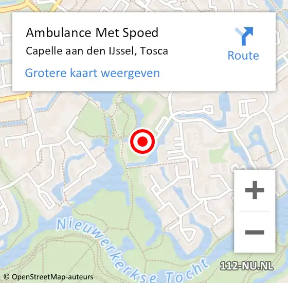 Locatie op kaart van de 112 melding: Ambulance Met Spoed Naar Capelle aan den IJssel, Tosca op 31 augustus 2024 11:04