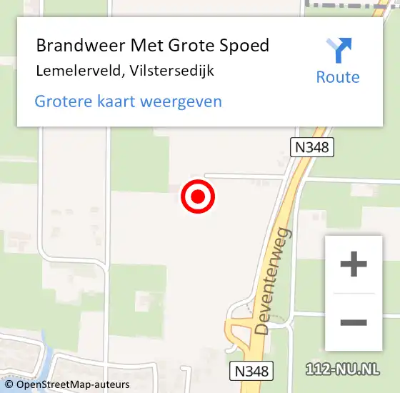 Locatie op kaart van de 112 melding: Brandweer Met Grote Spoed Naar Lemelerveld, Vilstersedijk op 18 oktober 2014 12:42