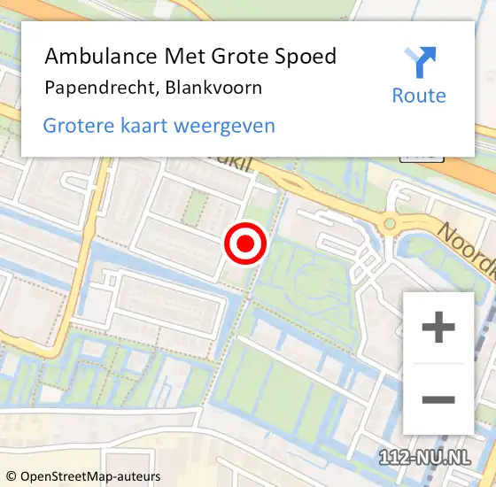 Locatie op kaart van de 112 melding: Ambulance Met Grote Spoed Naar Papendrecht, Blankvoorn op 31 augustus 2024 11:11