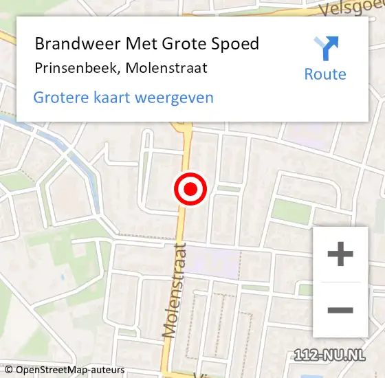 Locatie op kaart van de 112 melding: Brandweer Met Grote Spoed Naar Prinsenbeek, Molenstraat op 31 augustus 2024 11:12