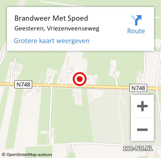 Locatie op kaart van de 112 melding: Brandweer Met Spoed Naar Geesteren, Vriezenveenseweg op 31 augustus 2024 11:19