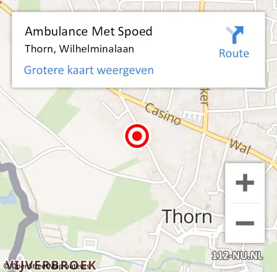 Locatie op kaart van de 112 melding: Ambulance Met Spoed Naar Thorn, Wilhelminalaan op 31 augustus 2024 11:21