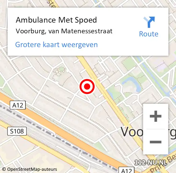 Locatie op kaart van de 112 melding: Ambulance Met Spoed Naar Voorburg, van Matenessestraat op 31 augustus 2024 11:22