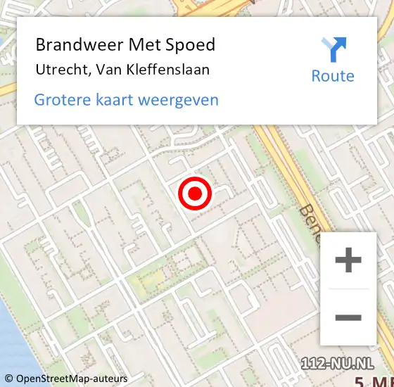 Locatie op kaart van de 112 melding: Brandweer Met Spoed Naar Utrecht, Van Kleffenslaan op 31 augustus 2024 11:23