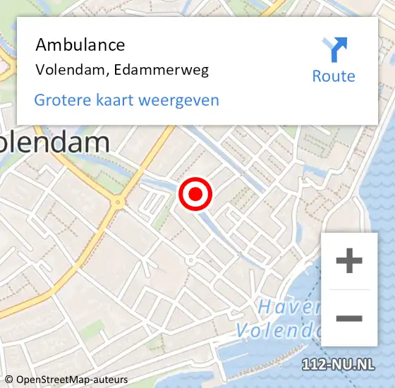 Locatie op kaart van de 112 melding: Ambulance Volendam, Edammerweg op 31 augustus 2024 11:29