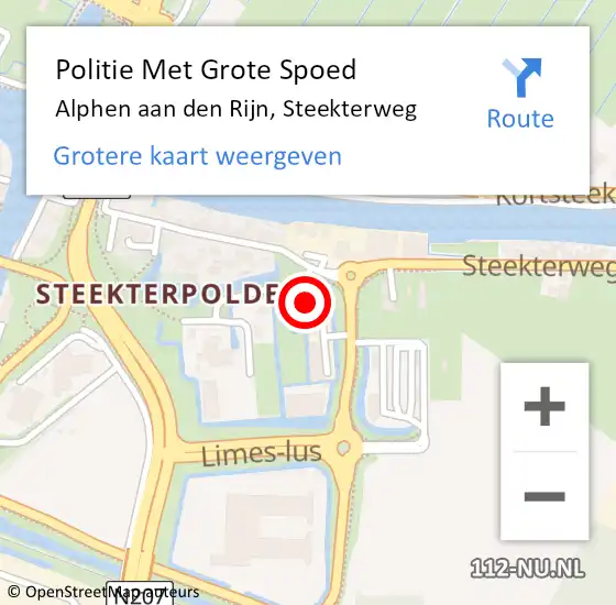 Locatie op kaart van de 112 melding: Politie Met Grote Spoed Naar Alphen aan den Rijn, Steekterweg op 31 augustus 2024 11:33