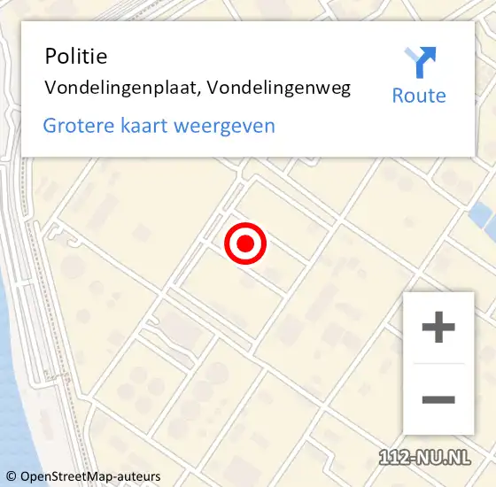 Locatie op kaart van de 112 melding: Politie Vondelingenplaat, Vondelingenweg op 31 augustus 2024 11:34