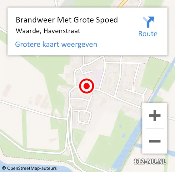 Locatie op kaart van de 112 melding: Brandweer Met Grote Spoed Naar Waarde, Havenstraat op 31 augustus 2024 11:43