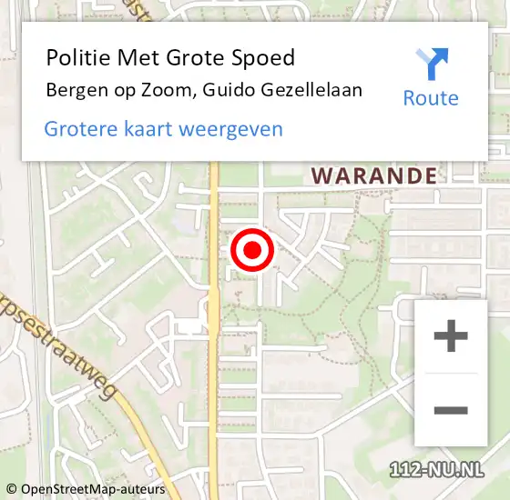 Locatie op kaart van de 112 melding: Politie Met Grote Spoed Naar Bergen op Zoom, Guido Gezellelaan op 31 augustus 2024 12:04