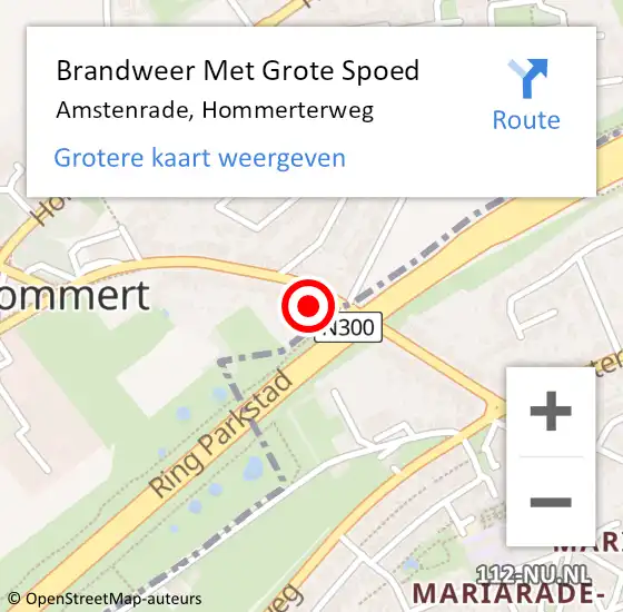 Locatie op kaart van de 112 melding: Brandweer Met Grote Spoed Naar Amstenrade, Hommerterweg op 31 augustus 2024 12:11