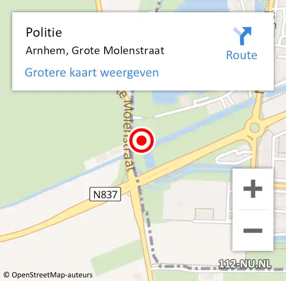 Locatie op kaart van de 112 melding: Politie Arnhem, Grote Molenstraat op 31 augustus 2024 12:20