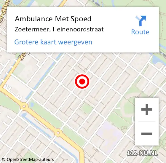 Locatie op kaart van de 112 melding: Ambulance Met Spoed Naar Zoetermeer, Heinenoordstraat op 31 augustus 2024 12:25