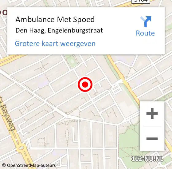 Locatie op kaart van de 112 melding: Ambulance Met Spoed Naar Den Haag, Engelenburgstraat op 31 augustus 2024 12:33