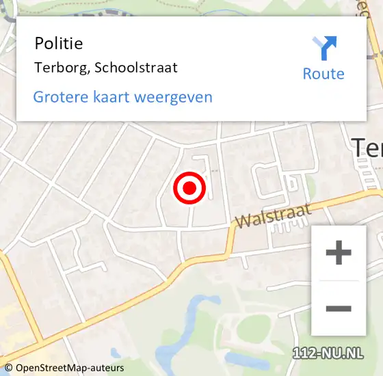 Locatie op kaart van de 112 melding: Politie Terborg, Schoolstraat op 31 augustus 2024 12:45