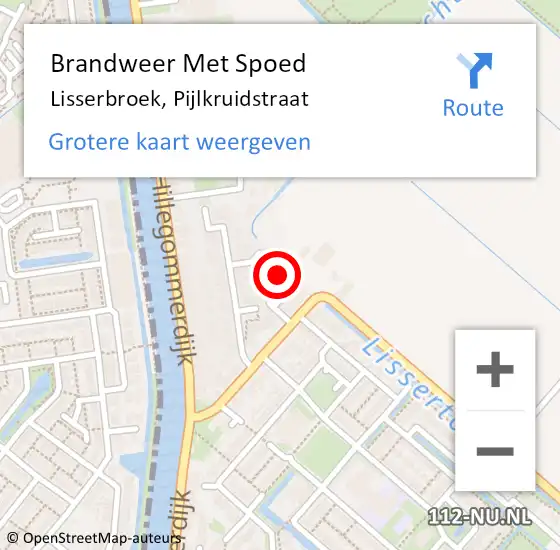 Locatie op kaart van de 112 melding: Brandweer Met Spoed Naar Lisserbroek, Pijlkruidstraat op 31 augustus 2024 12:45