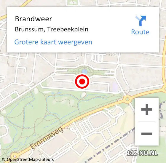 Locatie op kaart van de 112 melding: Brandweer Brunssum, Treebeekplein op 31 augustus 2024 12:47