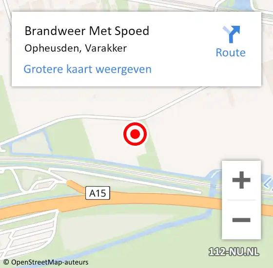 Locatie op kaart van de 112 melding: Brandweer Met Spoed Naar Opheusden, Varakker op 31 augustus 2024 12:56