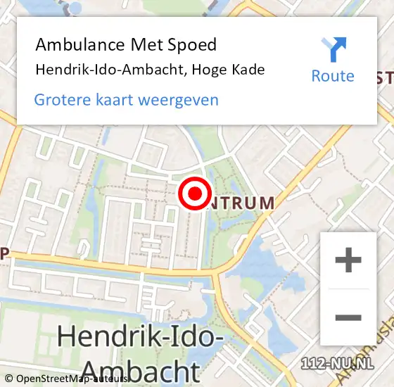 Locatie op kaart van de 112 melding: Ambulance Met Spoed Naar Hendrik-Ido-Ambacht, Hoge Kade op 31 augustus 2024 12:57