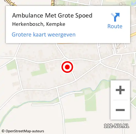 Locatie op kaart van de 112 melding: Ambulance Met Grote Spoed Naar Herkenbosch, Kempke op 31 augustus 2024 13:06